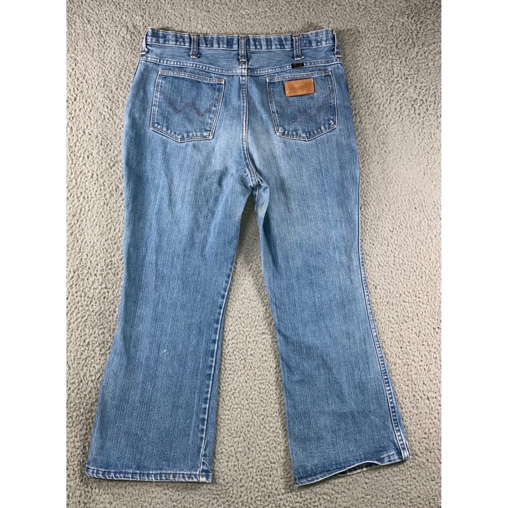 VTG Wrangler Bootleg Jeans Men 36x36 Fit 32x24 80s 90s Western Rugged Cowboy